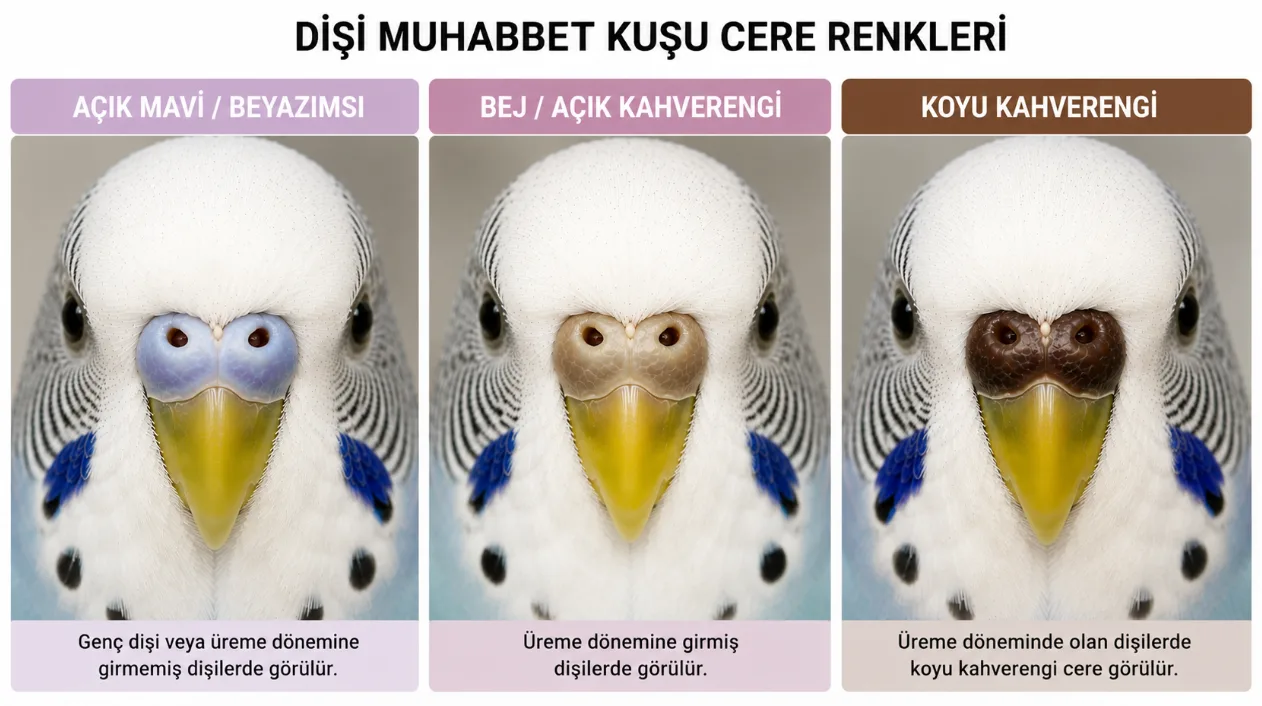 Dişi muhabbet kuşu cere renkleri