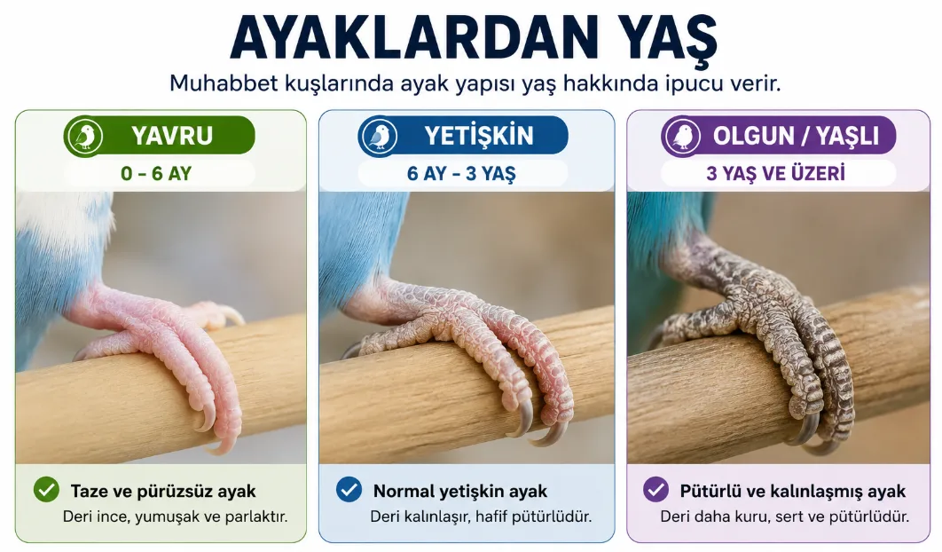 muhabbet kuşu ayaklardan yaş belirleme
