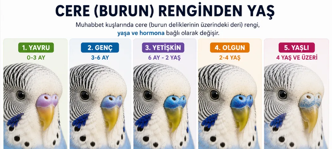 muhabbet kuşu cere renginden yaş belirleme